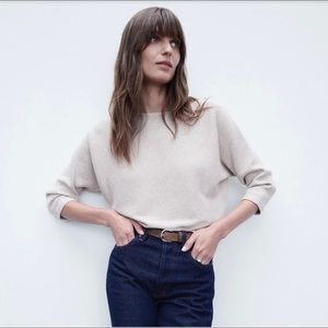 R Label by The Reset cream color ribbed pullover.